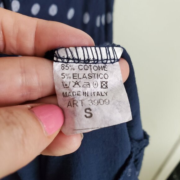 BELLA AMORE Linen Blend Summer Dress Polka Dot Layered Blue White Women's Small - Picture 7 of 9